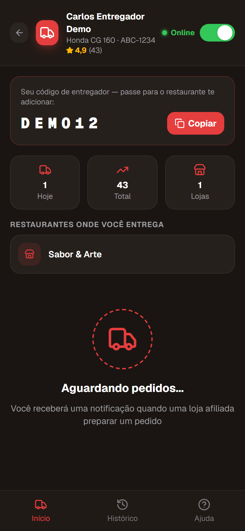 App do entregador